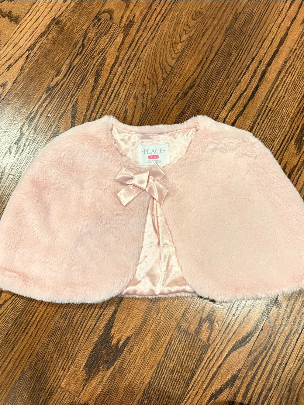 The Children's Place Pink Faux Fur Cape with Satin Bow